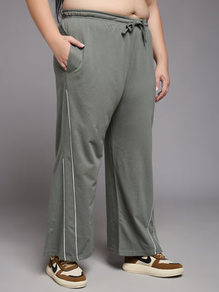 MKH Women Plus Size Olive Wide Leg Lounge Pants
