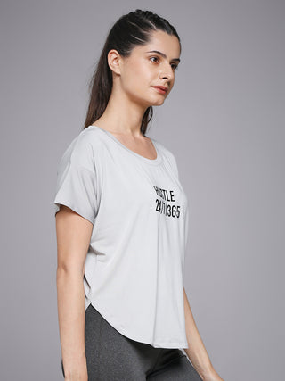 MKH Women Grey Weekend Everyday Comfort Printed T-Shirt