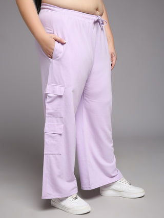 MKH Women Plus Size Purple High Waist Lounge Pants