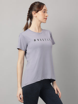 HUSTLE WOMEN GREY DRI-FIT RELAXED FIT T-SHIRT