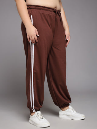 MKH Women Plus Size Brown Yoga Track Pants