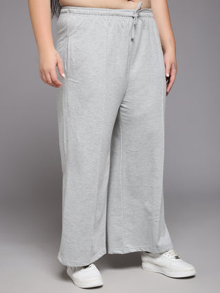 MKH Women Plus Size Grey Wide Leg Workout Pants