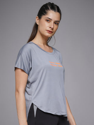 MKH Women Grey Round Neck Everyday Comfort Printed T-Shirt