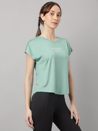 MKH Women Sea Green UrbanSprint Daily Workout T-Shirt