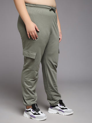 MKH Women Plus Size Green Fitness Track Pants