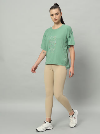 MKH Women Green Lightweight Fitness T-Shirt for Running and Daily Activity