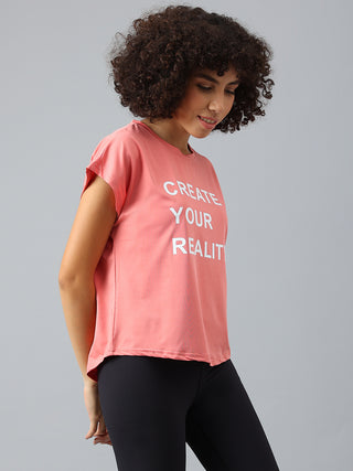 MKH Women Pink PowerTrack Active Gym T Shirt
