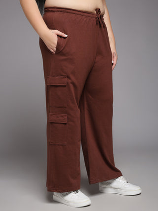 MKH Women Plus Size Brown Drawstring Lounge Pants