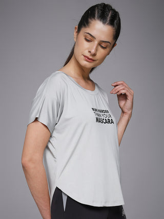 MKH Women Grey Fashion Statement Typography Casual T-Shirt