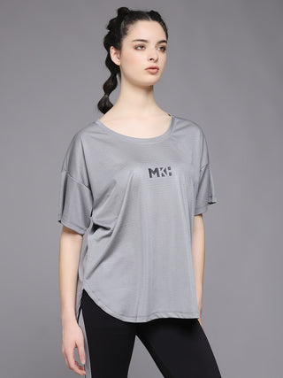 MKH Women Grey Lightweight Workout T-Shirt for Outdoor Fitness