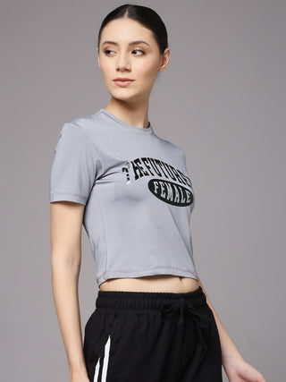 MKH Women Light Grey Stylish Workout & Gym T-Shirt