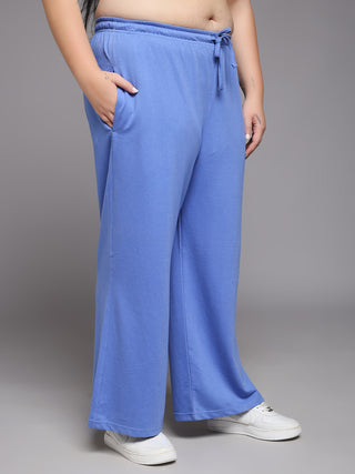 MKH Women Plus Size Blue Gym & Training Track Pants