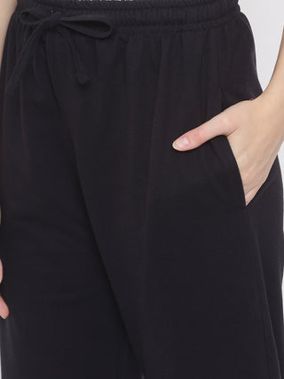 MKH Women Black Mid-Rise Regular Fit Track Pants