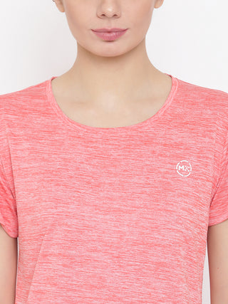 MKH Women Red Lightweight Training Wear T-Shirt for Outdoor Activity