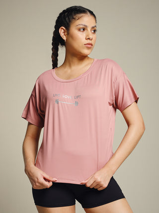 MKH Women Pink Comfort Everyday Comfort Printed T-Shirt