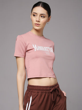 MKH Women Onion Pink Lightweight Workout Printed T-Shirt