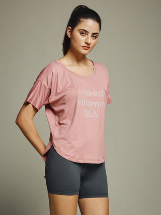 MKH Women Pink Stylish Statement Typography Casual T-Shirt