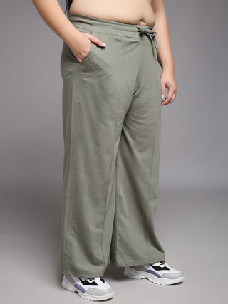 MKH Women Plus Size Green Travel Track Pants