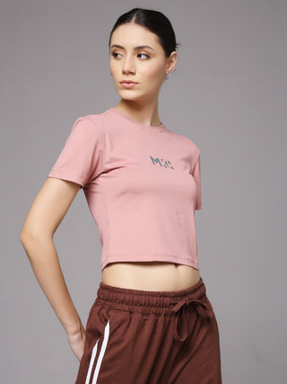 MKH Women Onion Pink Typography Print Workout T-Shirt