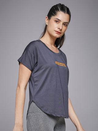 MKH Women Grey Trendy Graphic Printed Casual T-Shirt
