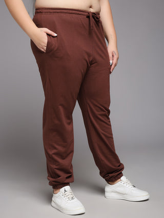 MKH Women Plus Size Brown Lightweight Track Pants