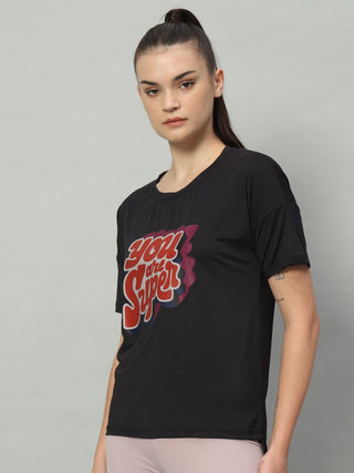 MKH Women Black Lightweight Sports T-Shirt for Running Activity
