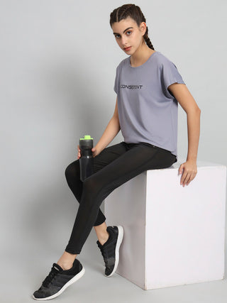 MKH Women Lavender Quick Dry Fitness T-Shirt