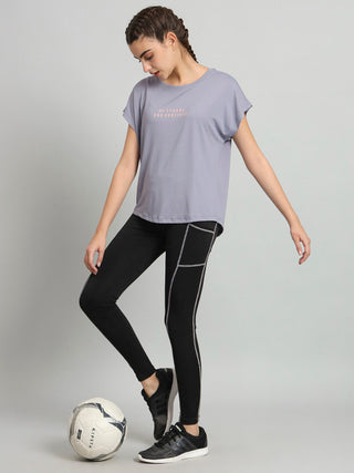 MKH Women Lavender Slim Fit Dri-Fit T-Shirt