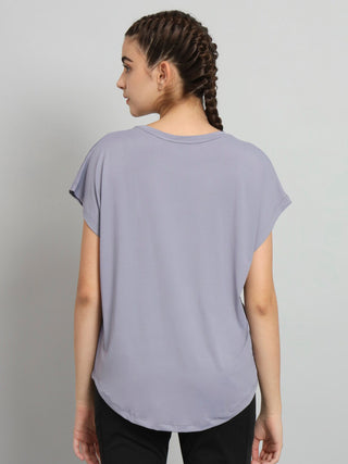 MKH Women Lavender Athletic Fit Sports T-Shirt
