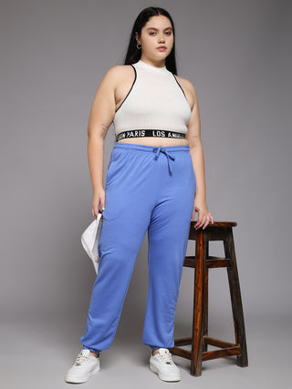 MKH Women Plus Size Blue Gym Track Pants
