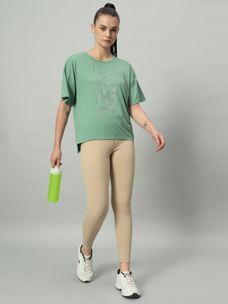MKH Women Green Lightweight Fitness T-Shirt for Running and Daily Activity