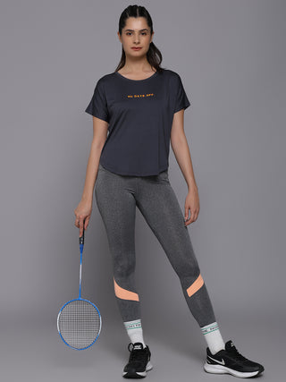 MKH Women Grey Contemporary Statement Typography Casual T-Shirt