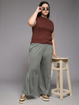 MKH Women Plus Size Olive Wide Leg Lounge Pants