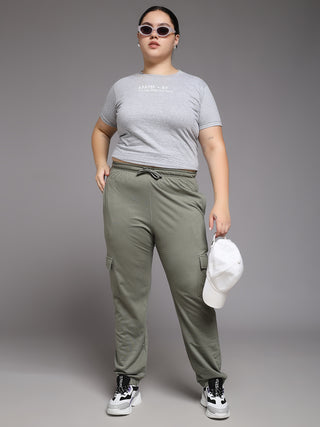 MKH Women Plus Size Green Fitness Track Pants