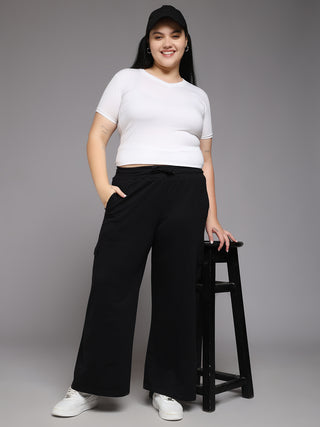 MKH Women Plus Size Black Running Track Pants