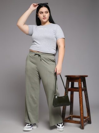 MKH Women Plus Size Green Travel Track Pants