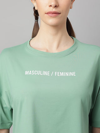 MKH Women Green Soft Fabric Fitness T Shirt for Gym Training