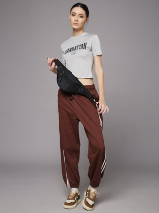 MKH Women Brown Wide Leg Lounge Pants