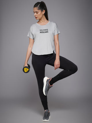 MKH Women Grey Fashion Statement Typography Casual T-Shirt