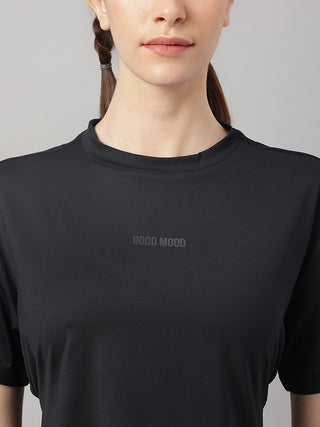MKH Women Black Flexible Active T Shirt for Running and Gym