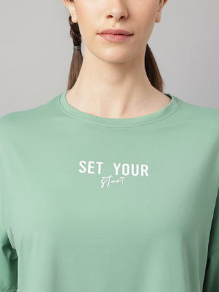MKH Women Green Breathable Running T Shirt for Outdoor Workouts