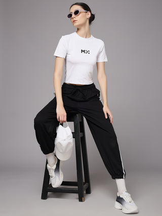 MKH Women White Quick Dry Activewear T-Shirt`
