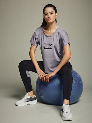 MKH Women Lavender Daily Wear Elevated Essentials Typography Printed Relaxed Fit T-Shirt