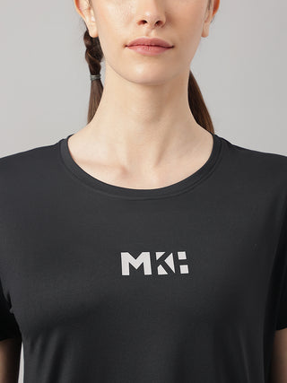 MKH Women Black Lightweight Stretch T-Shirt for Yoga and Training