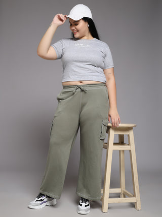 MKH Women Plus Size Green Comfortable Track Pants
