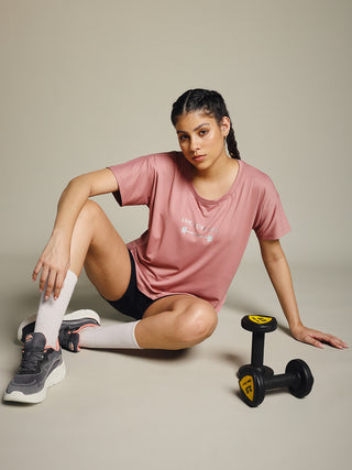 MKH Women Pink Comfort Everyday Comfort Printed T-Shirt