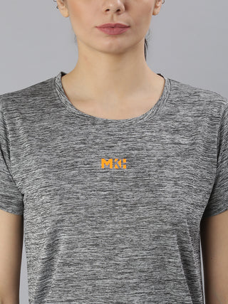 MKH WOMEN BLACK DRI-FIT ROUND NECK NEW BASIC T-SHIRT