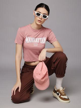 MKH Women Onion Pink Lightweight Workout Printed T-Shirt