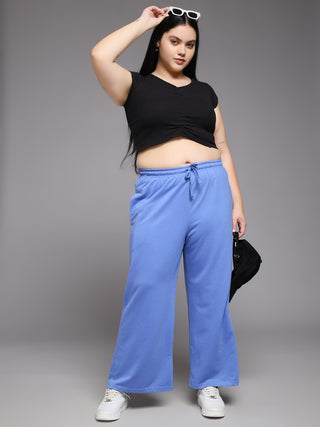 MKH Women Plus Size Blue Gym & Training Track Pants