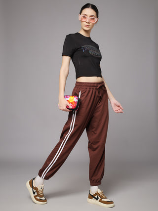 MKH Women Black Activewear Typography Print T-Shirt